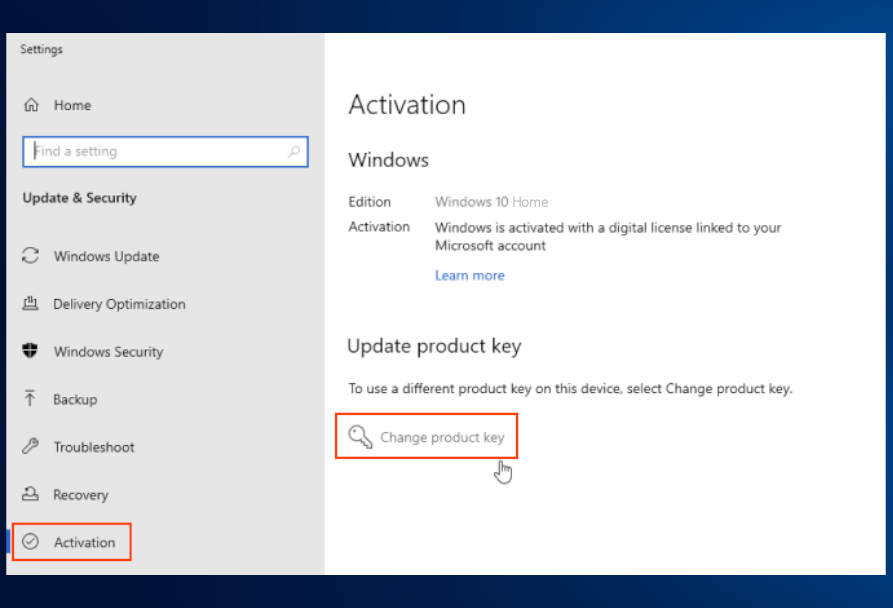 Change Product Key
