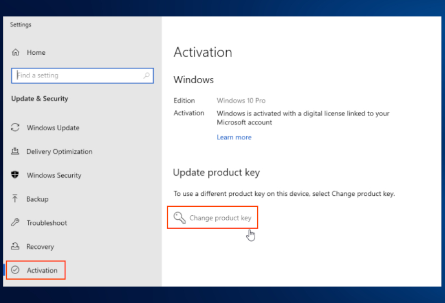 Change Product Key