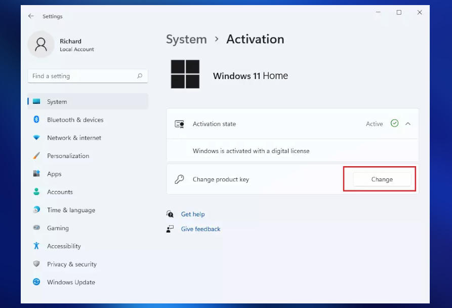 Change Product Key